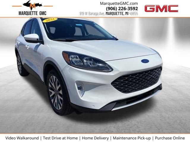 2021 Ford Escape Titanium in White — front three-quarter view