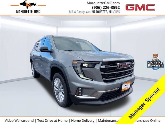 2026 GMC Acadia Elevation in Sterling Metallic — front three-quarter view