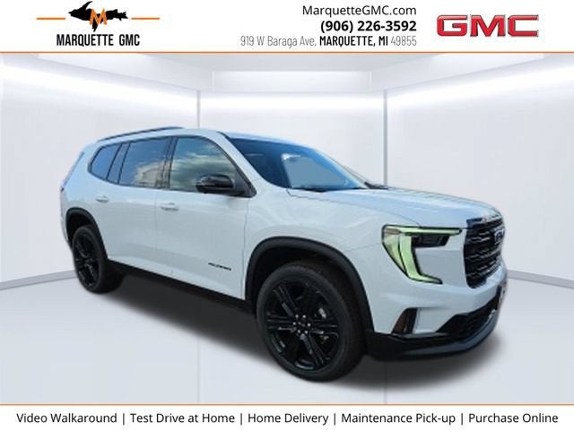 2026 GMC Acadia Elevation in Summit White — front three-quarter view