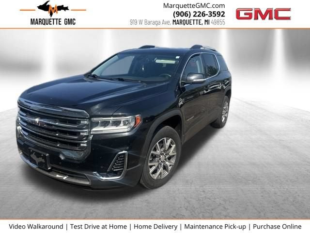 2021 GMC Acadia SLT in Ebony Twilight Metallic — front three-quarter view