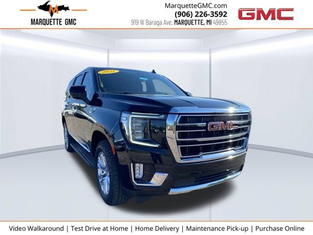 2021 GMC Yukon SLT in Onyx Black — front three-quarter view