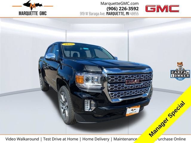 2022 GMC Canyon Denali in Onyx Black — front three-quarter view