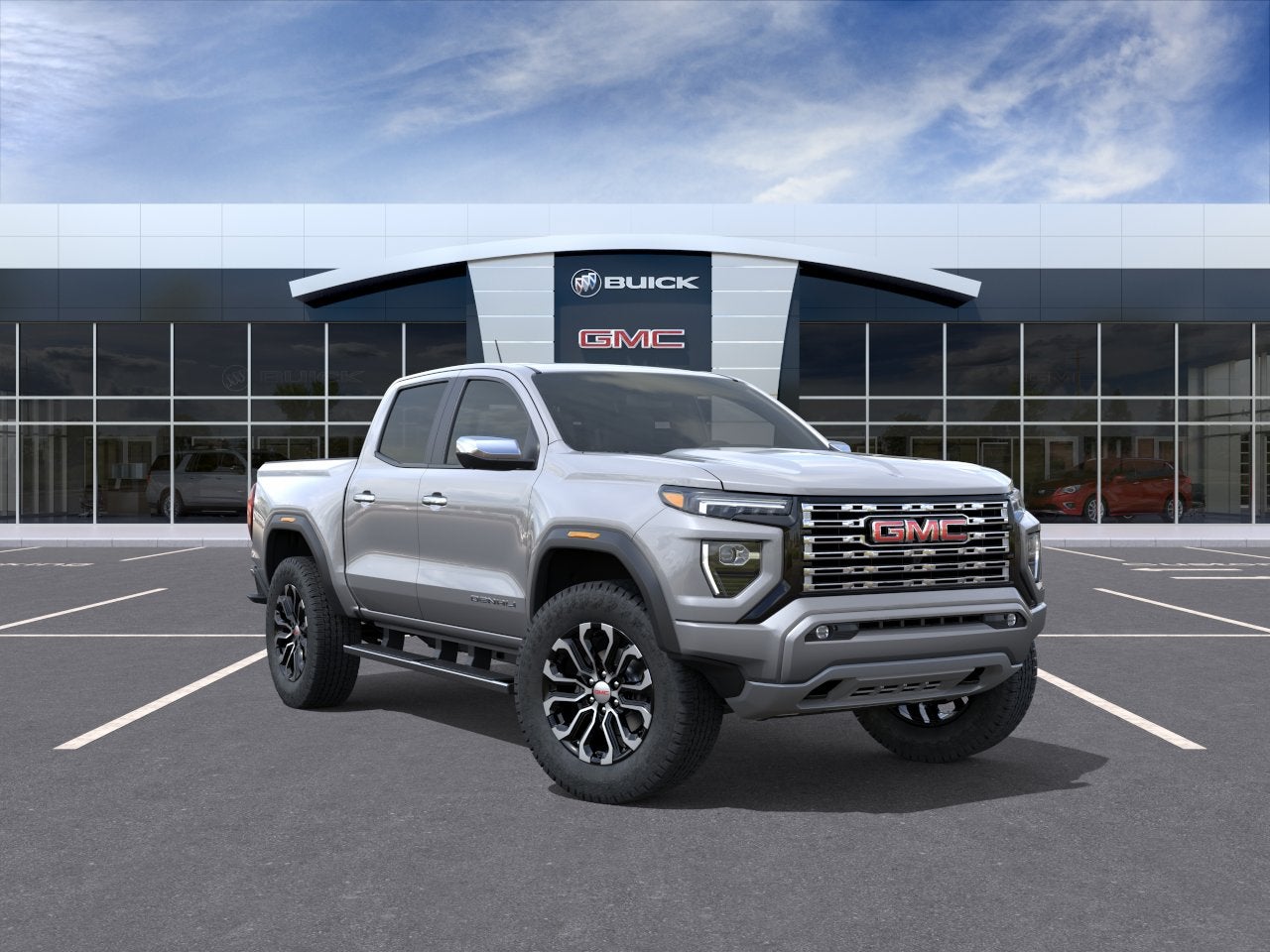 2026 GMC Canyon Denali in Sterling Metallic — front three-quarter view
