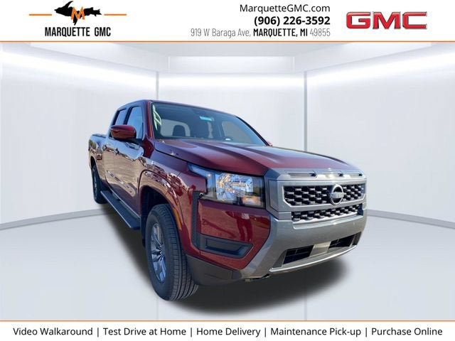 2025 Nissan Frontier Crew Cab Long Bed SV 4x4 in Red — front three-quarter view