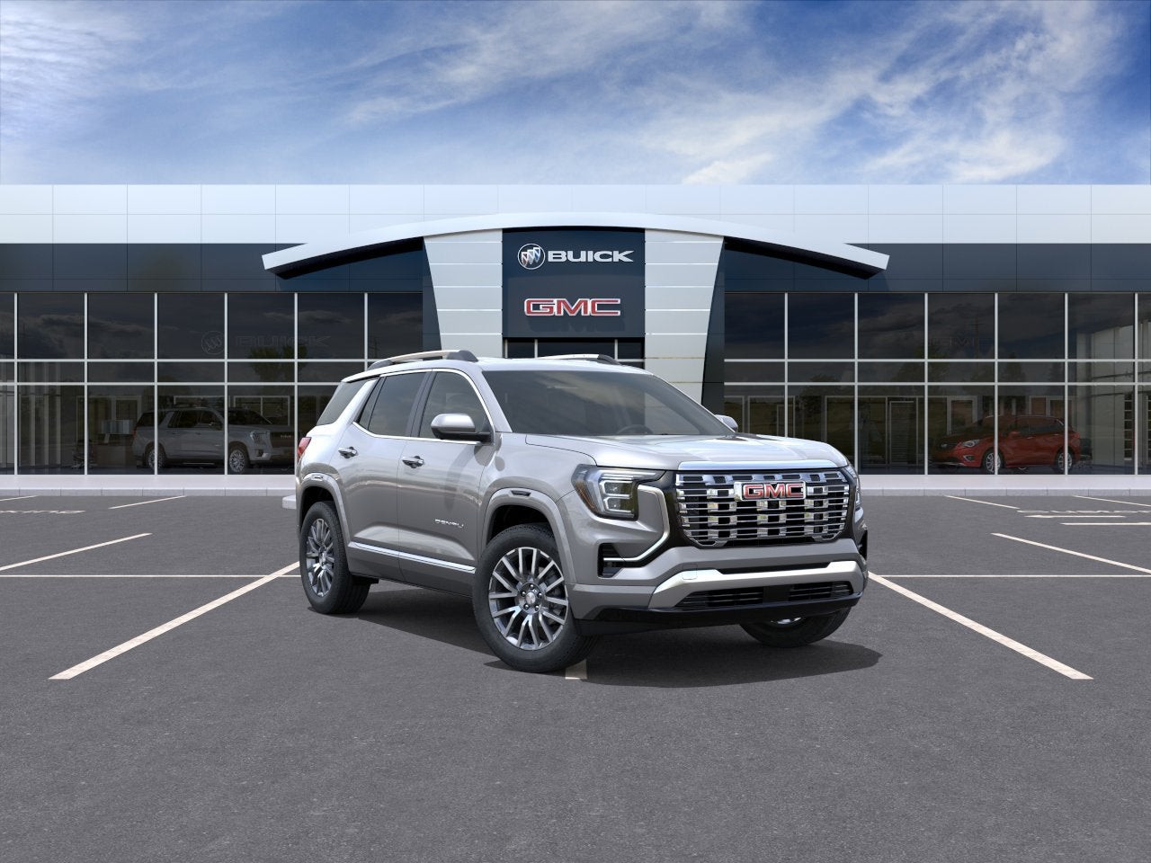 2027 GMC Terrain AWD Denali in Sterling Metallic — front three-quarter view