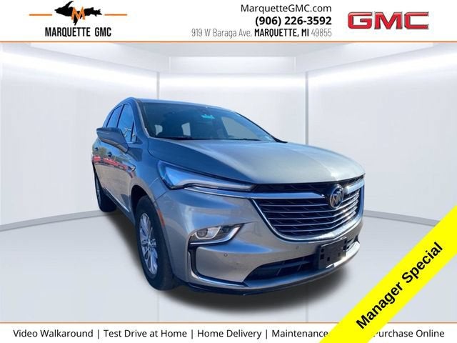 2023 Buick Enclave Essence in Moonstone Gray Metallic — front three-quarter view
